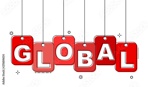 red flat line tag global