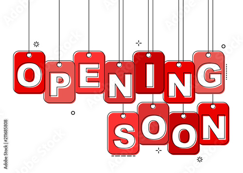 red flat line tag opening soon