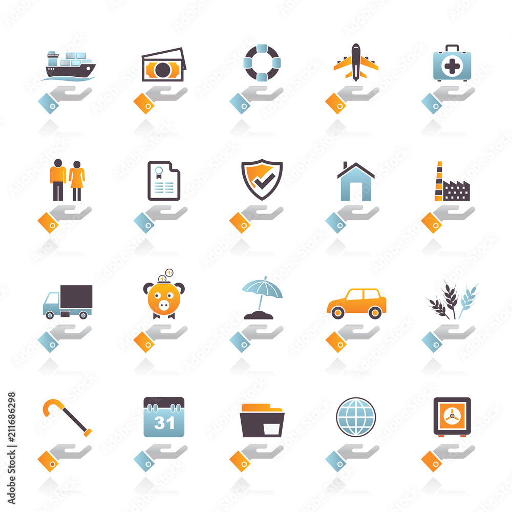 Business and insurance icons - vector icon set Business and insurance icons - vector icon set