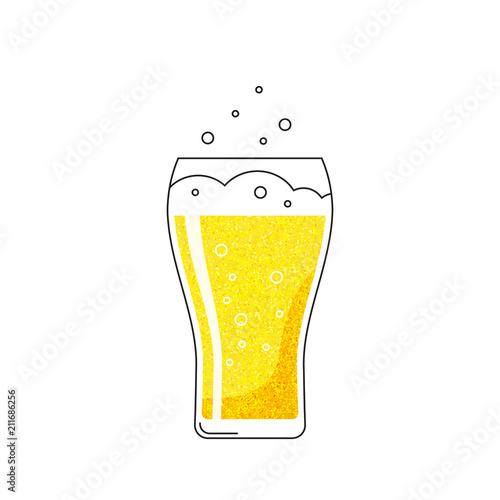 vector glass of beer  with froth