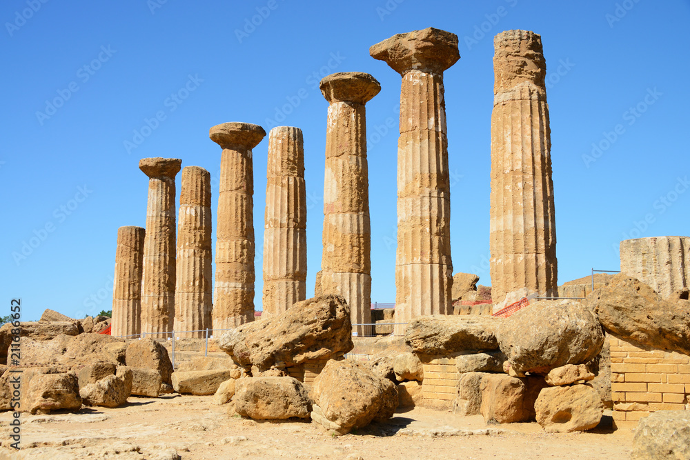 Archaeological site of Valley of Temples in Agrigento, Sicily, Italy