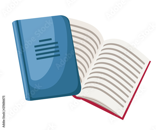 Closed and opened notebooks. Cartoon office icon. Flat vector illustration isolated on white background