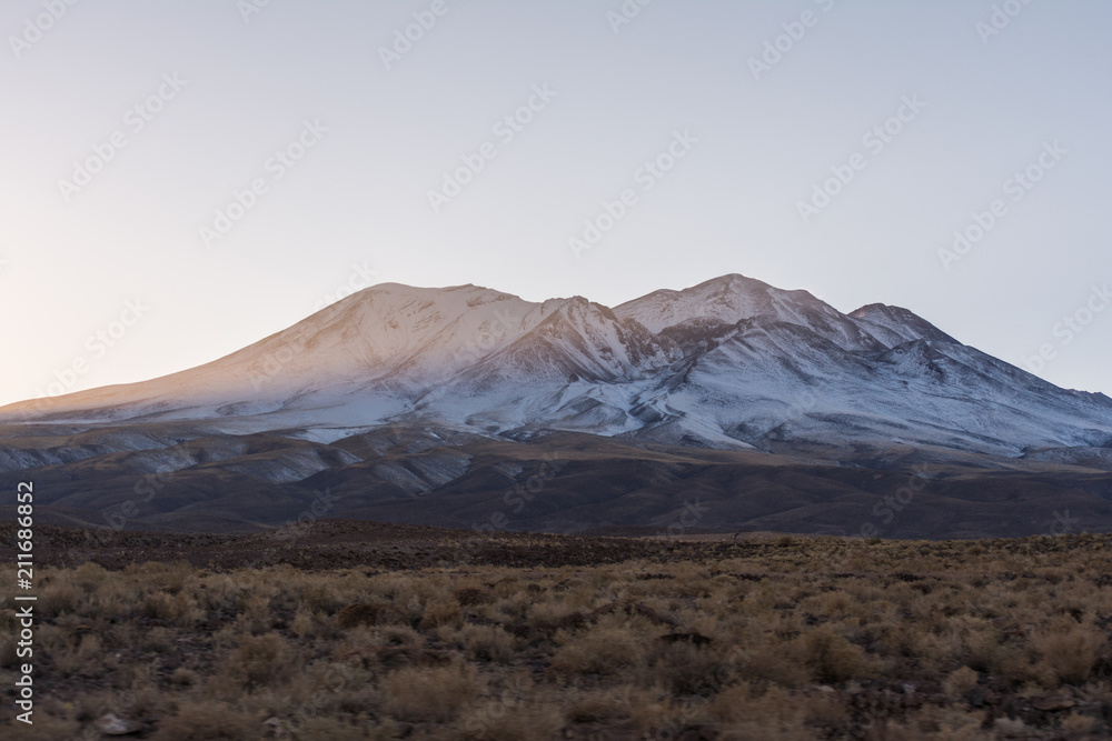 View of snow capped mountain, Atacama desert, Chile