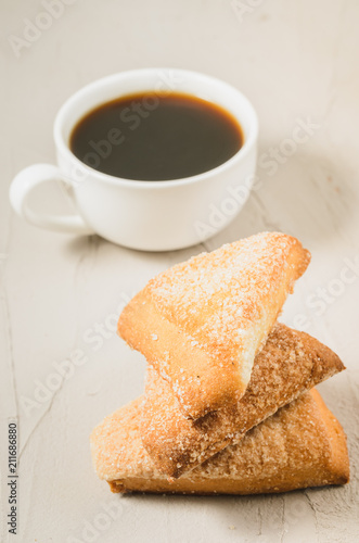 coffee cup and homemade cookies/coffee cup and homemade cookies on a stone background, selective focus