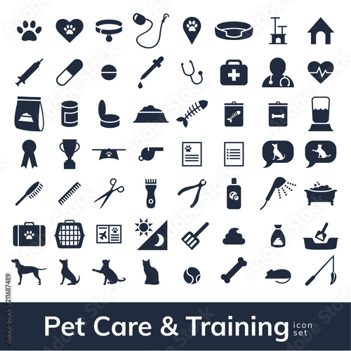 Pet Care and Training Icon Set
