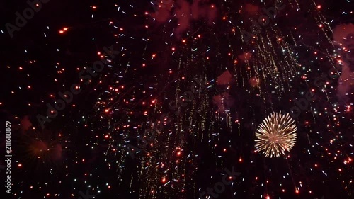 
Fireworks show. Festival and celebration. Using spectacular Pyrotechnics for a New Year eve. Firework display
