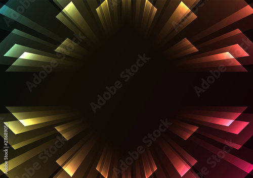 overlap stripe rush in dark background, bar layer backdrop, simple technology template, vector illustration