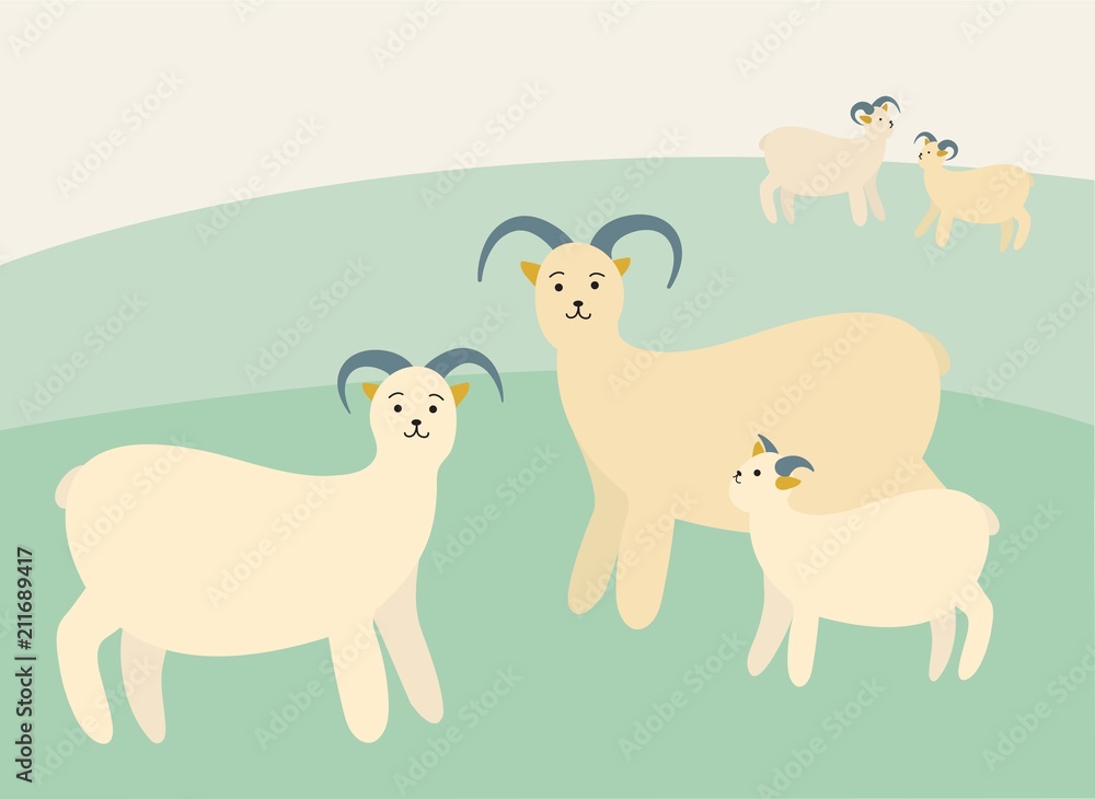 mountain goats simple cute vector illustration mountain goats simple cute vector illustration