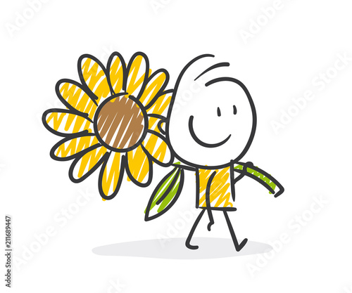 Strichfiguren / Strichmännchen: Sonnenblume. (Nr. 275)