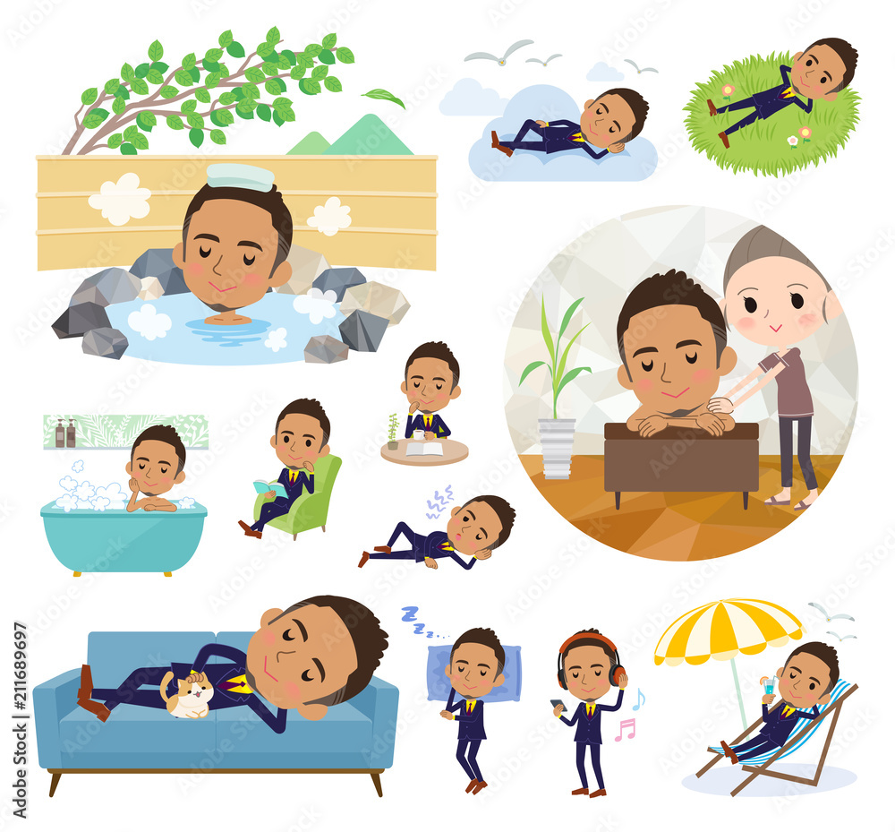 Short hair businessman black_relax Short hair businessman black_relax