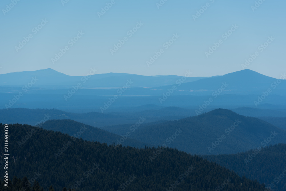 Layers of mountains and hills in Oregon