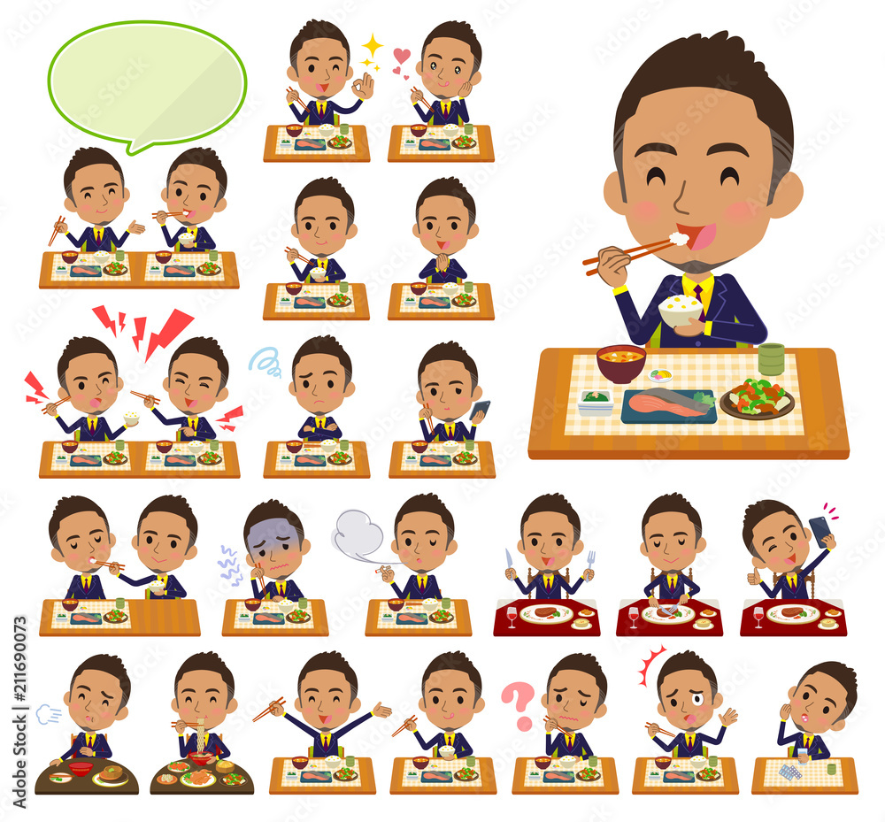 Short hair businessman black_Meal Short hair businessman black_Meal