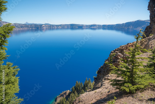 Pristine blue waters of Crater Lake, Oregon