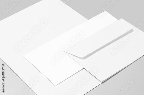 Blank stationery: sheet of paper and two envelopes