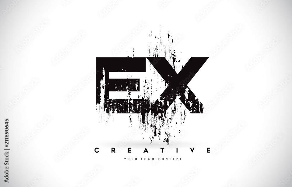 EX E X Grunge Brush Letter Logo Design in Black Colors Vector Illustration.