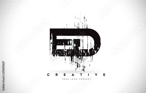 ED E D Grunge Brush Letter Logo Design in Black Colors Vector Illustration.