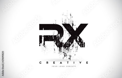 RX R X Grunge Brush Letter Logo Design in Black Colors Vector Illustration.