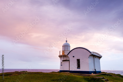 Port Macquarie lighthouse at sunset also know as the Tacking Point Lighthouse