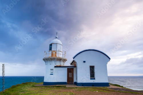 Port Macquarie lighthouse at sunset also know as the Tacking Point Lighthouse