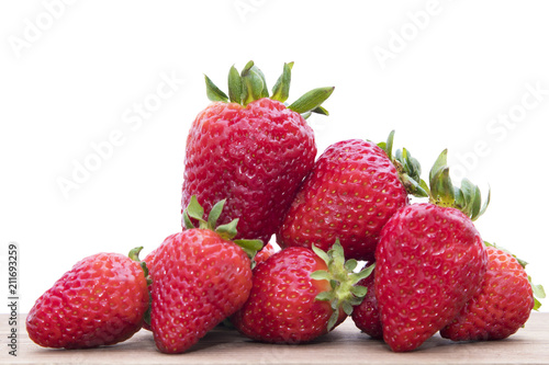 red strawberries stacked