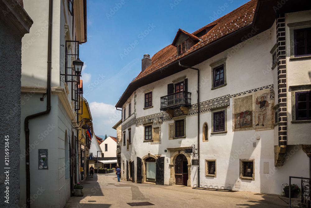 Fototapeta premium Old building in the old town of Skofja Loka, Slovenia