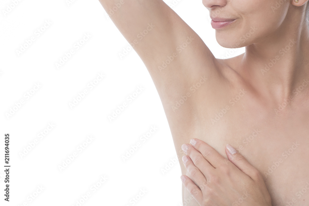 Fototapeta premium Close up of female armpit. Smooth and fresh skin after shaving.
