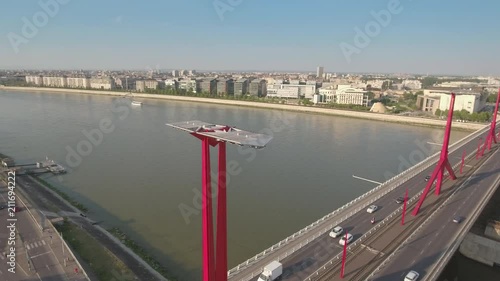 Aerial shot of Budapest - Rakoczi bridge, Hungary photo