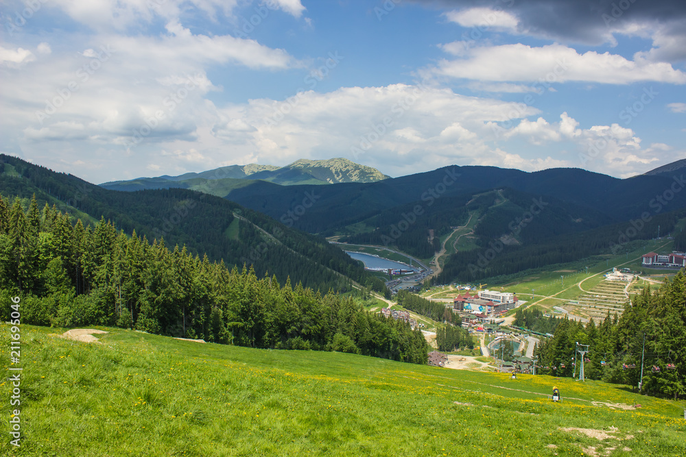 summer nature mountain landscape resort village