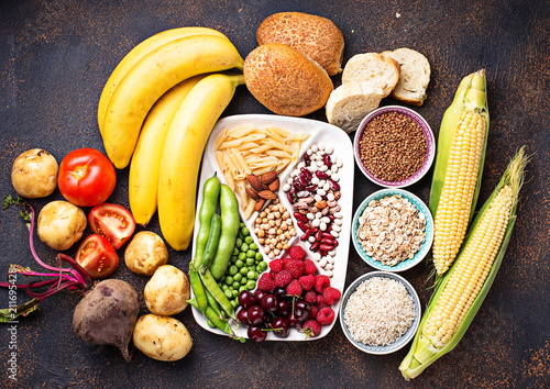 Quadro su tela Healthy products sources of carbohydrates.