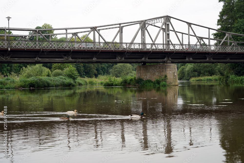 Fototapeta premium At a small stream in the Bavarian Germany, there are wonderful landscape to admire 