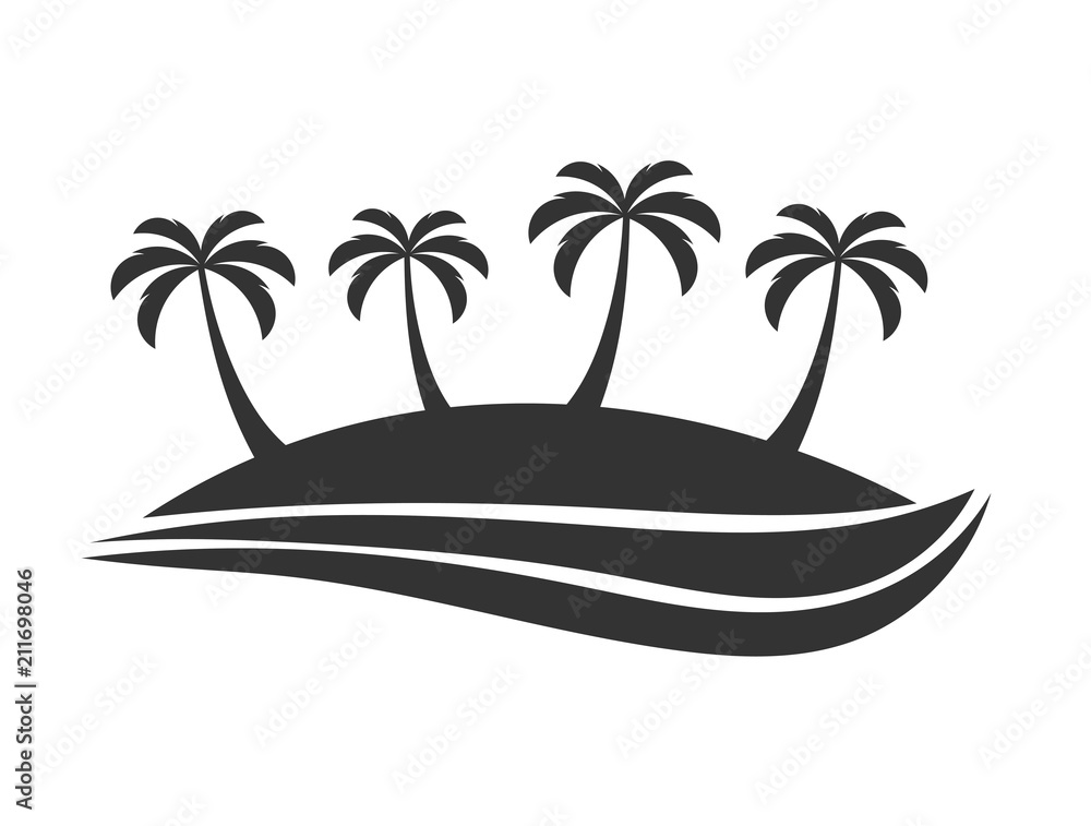 Fototapeta premium Palm trees island travel symbol