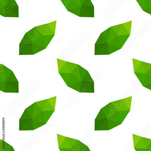 Green leaves low poly pattern