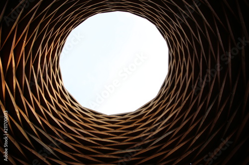 Inside of a wooden structure in a park