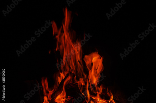 flame on a black background