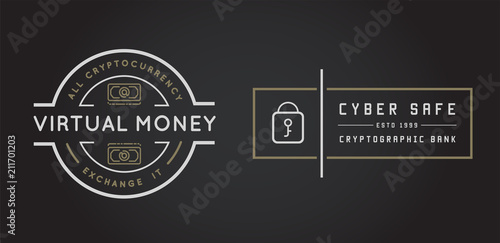 Set of Vector Cyber Security Identity Badges and Signs Can be used as Logotype