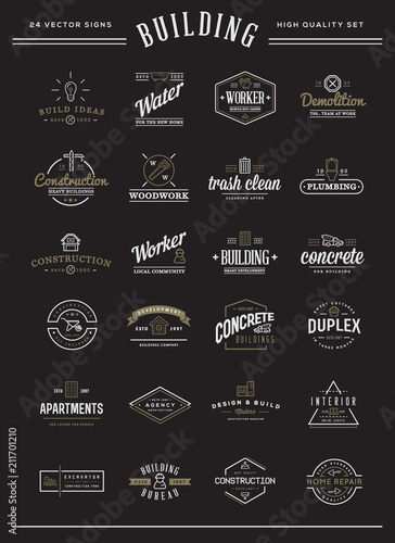 Set of Vector Construction Building Icons Home and Repair can be used as Logo or Icon in premium quality