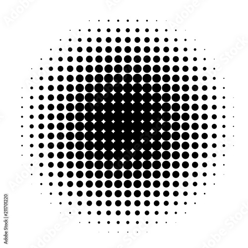 Circle in Halftone, Halftone Dot Pattern, Vector Illustration.