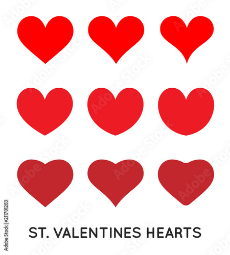 Hearts Icons Set. St. Valentines Day, February. Can be used for medicine or fitness.