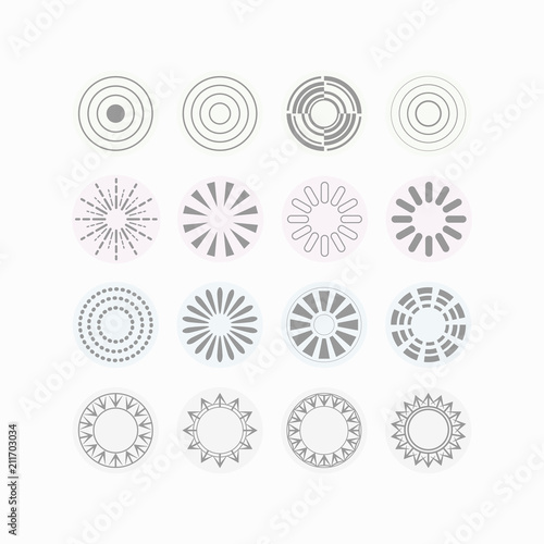 Circle vibes and beams icons set on off white background