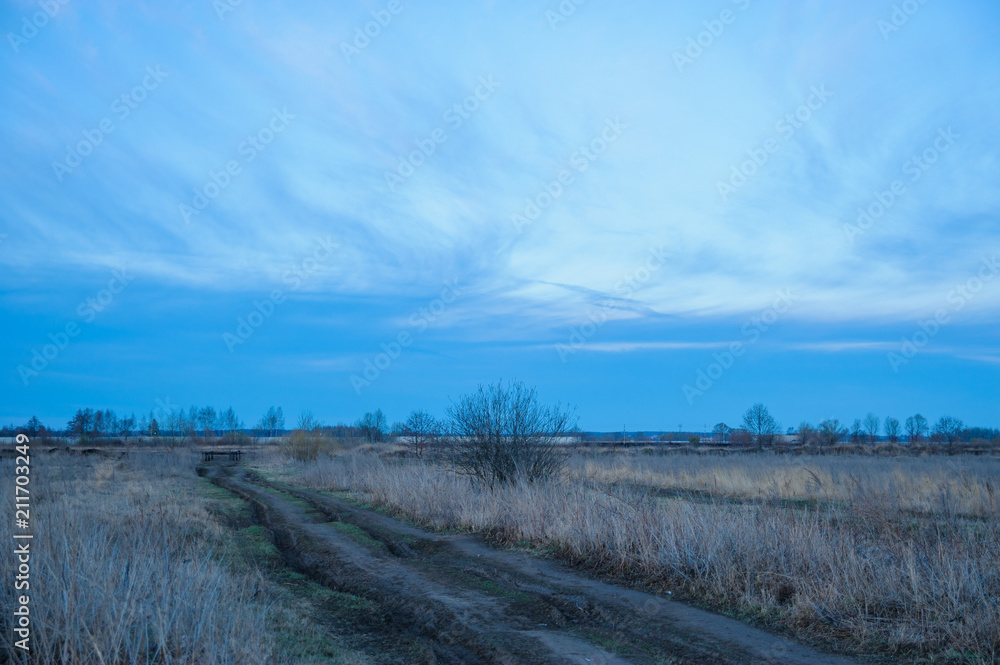 evening landscape with blue sky evening landscape with blue sky