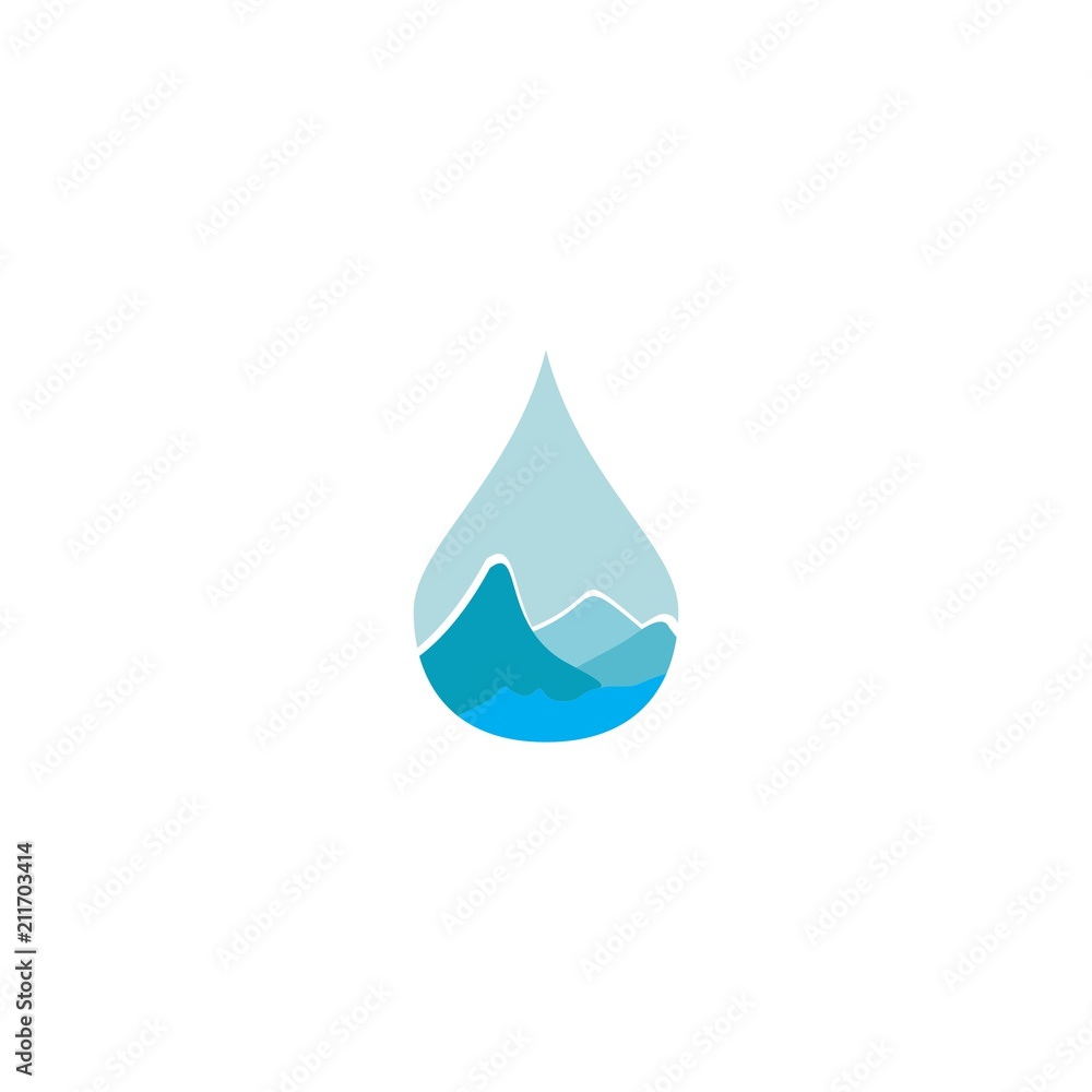 Fototapeta premium Water drop with mountain logo
