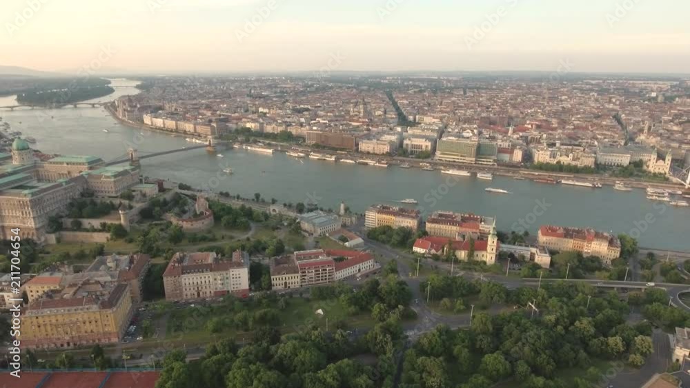 Aerial view of Budapest at sunset - Hungary Aerial view of Budapest at sunset - Hungary