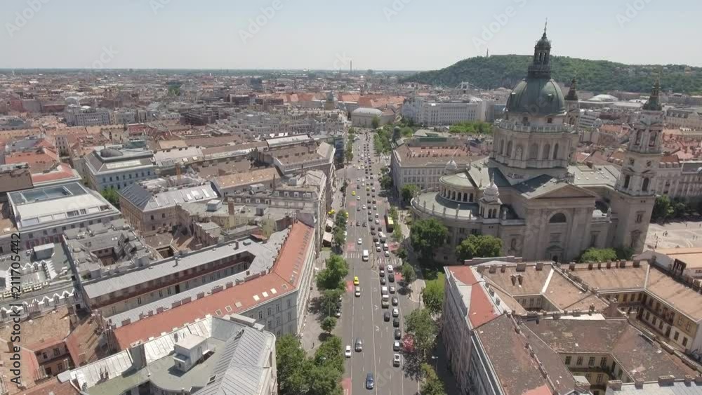 Aerial view of Budapest downtown - Basilica and Bajcsy street, Hungary Aerial view of Budapest downtown - Basilica and Bajcsy street, Hungary