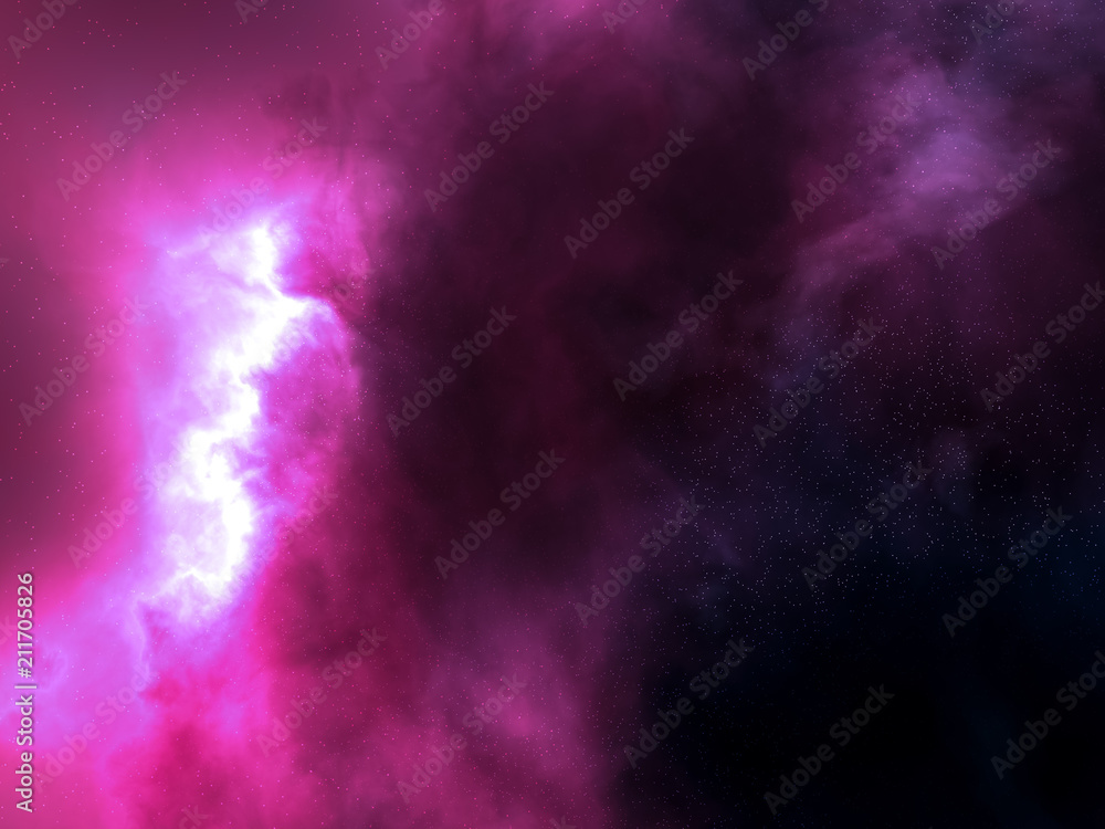 pink and purple nebula space stars sky CG illustration background