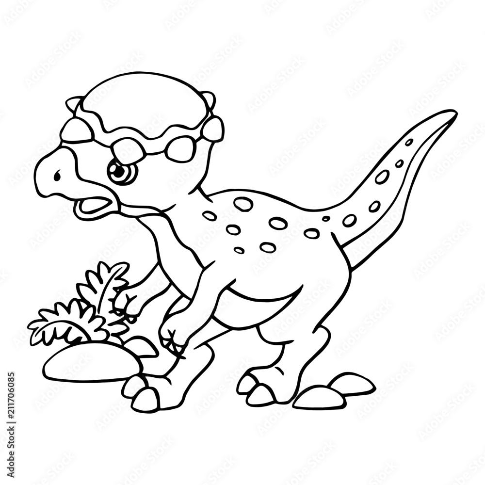 Velociraptor cartoon illustration isolated on white background for children color book