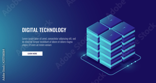 Server room, cloud data cloud storage, big data processing concept, networking and internet conncetion
