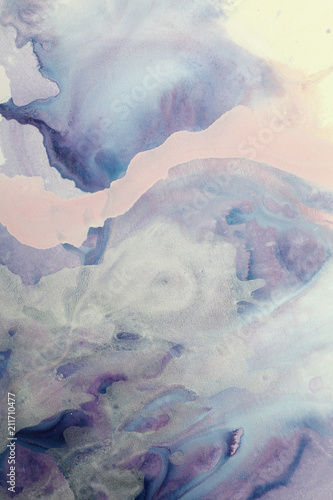 Pink, Purple, and Vanilla Cream Fluid Acrylic Abstract Art Contemporary Painting Background with Copy Space