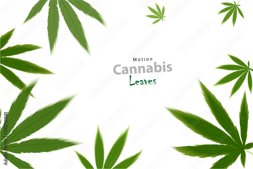 Medical capsules with cannabis leaf, motion concept.
