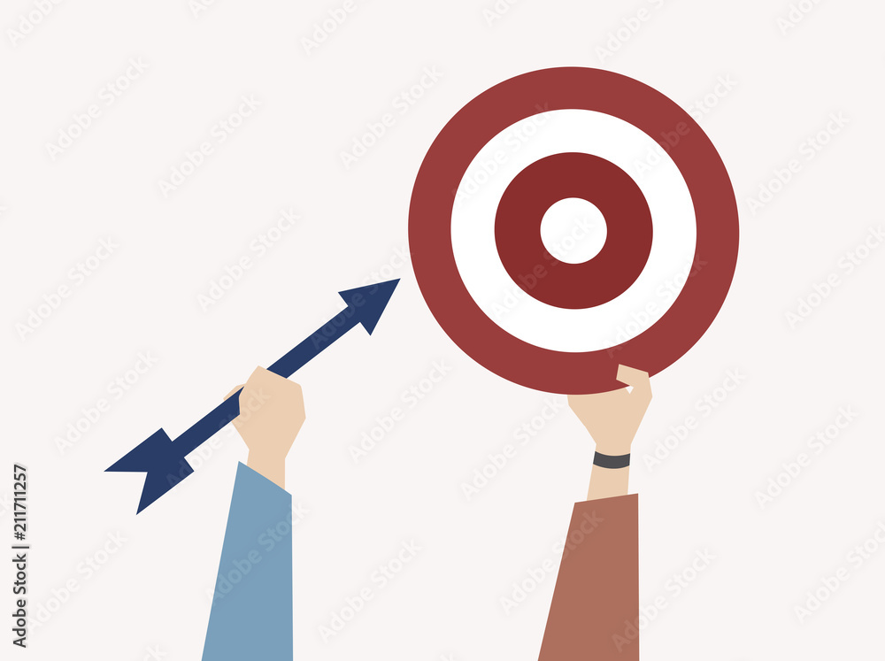 Illustration of dartboard with startup concept Illustration of dartboard with startup concept