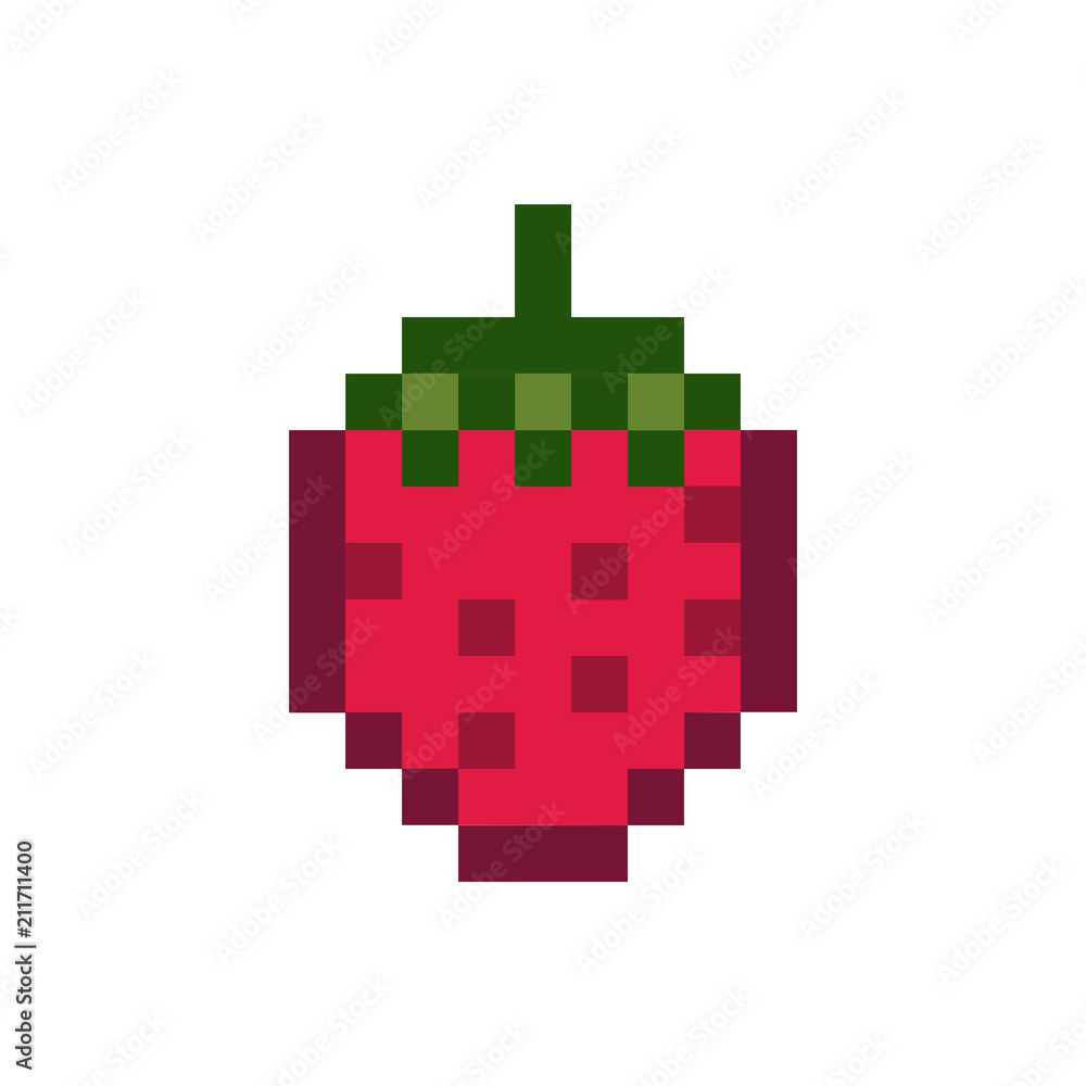 Fototapeta premium A strawberry pixelated fruit graphic